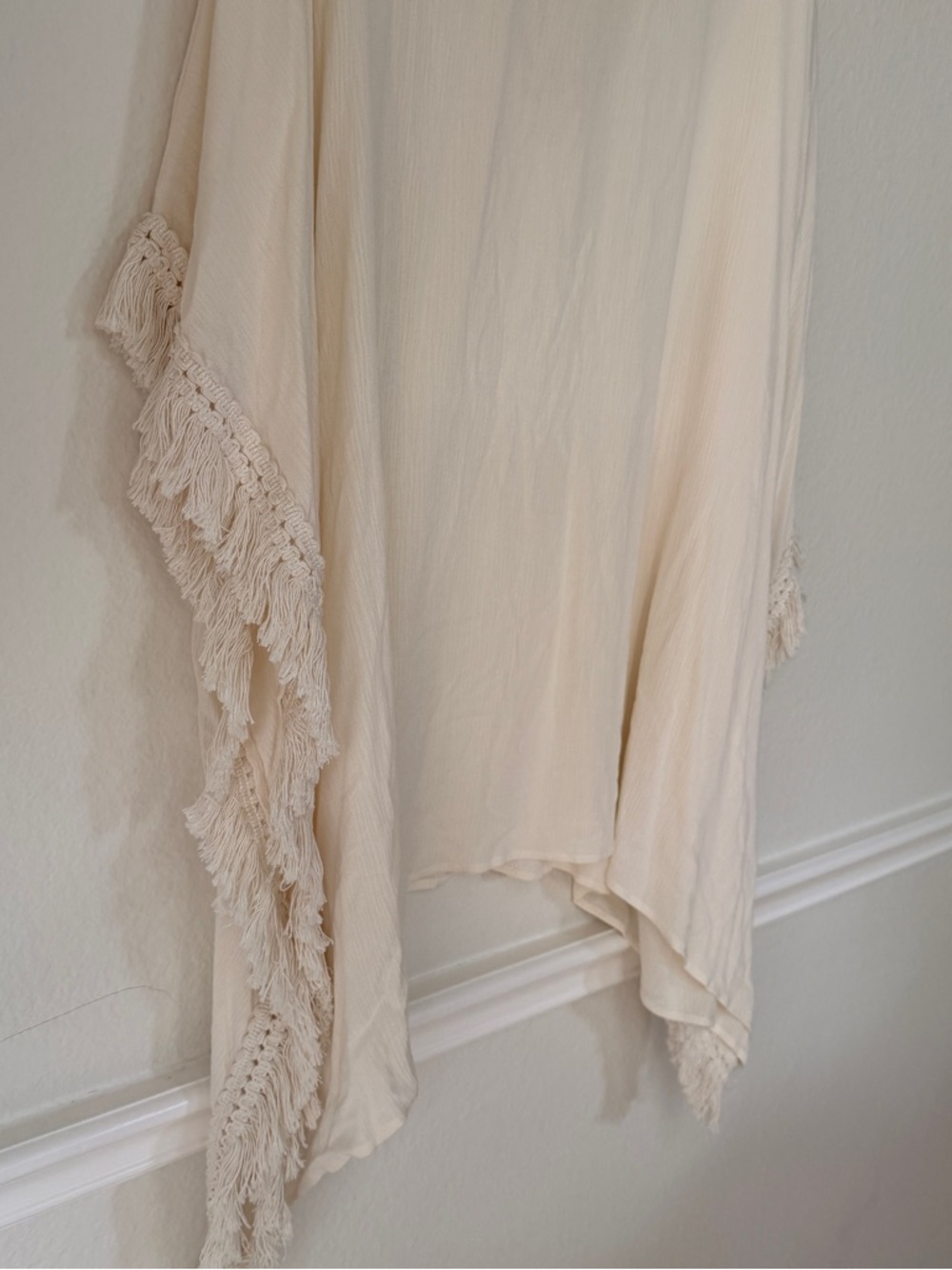 Lane Bryant Boho Ivory Crochet Lace Poncho Top Fringe Coastal Grandma size 26/28 - Picture 9 of 10
